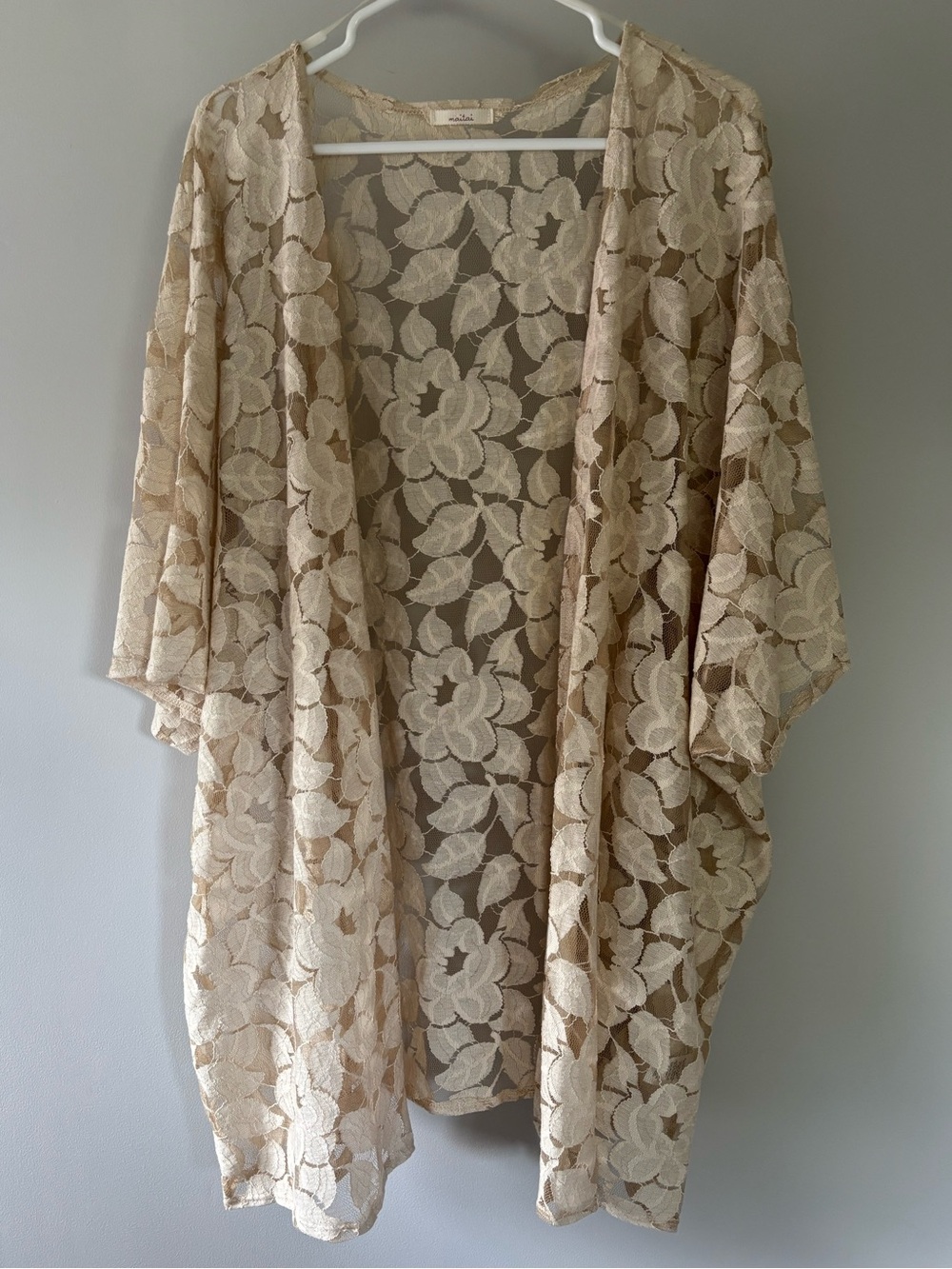 Sheer Floral Lace Kimono Cardigan Coverup